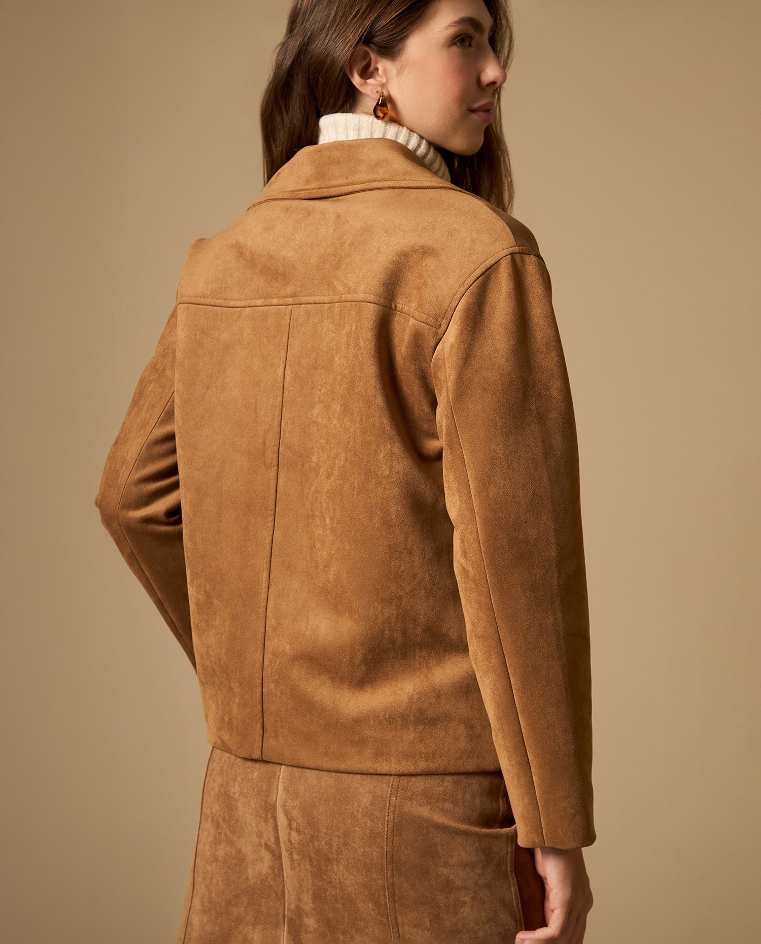 Chaqueta cruzada con botones dobles - Café