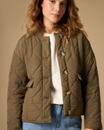 Chaqueta acolchada abullonada con largo medio - Verde