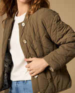 Chaqueta acolchada abullonada con largo medio - Verde