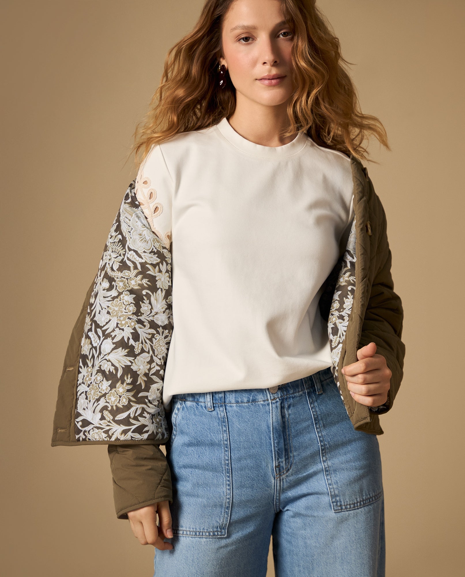 Chaqueta acolchada abullonada con largo medio - Verde 34_622H203_VER175513_4