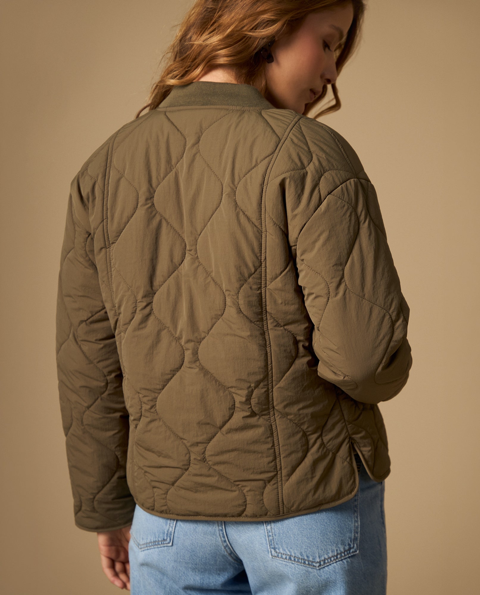 Chaqueta acolchada abullonada con largo medio - Verde 34_622H203_VER175513_5
