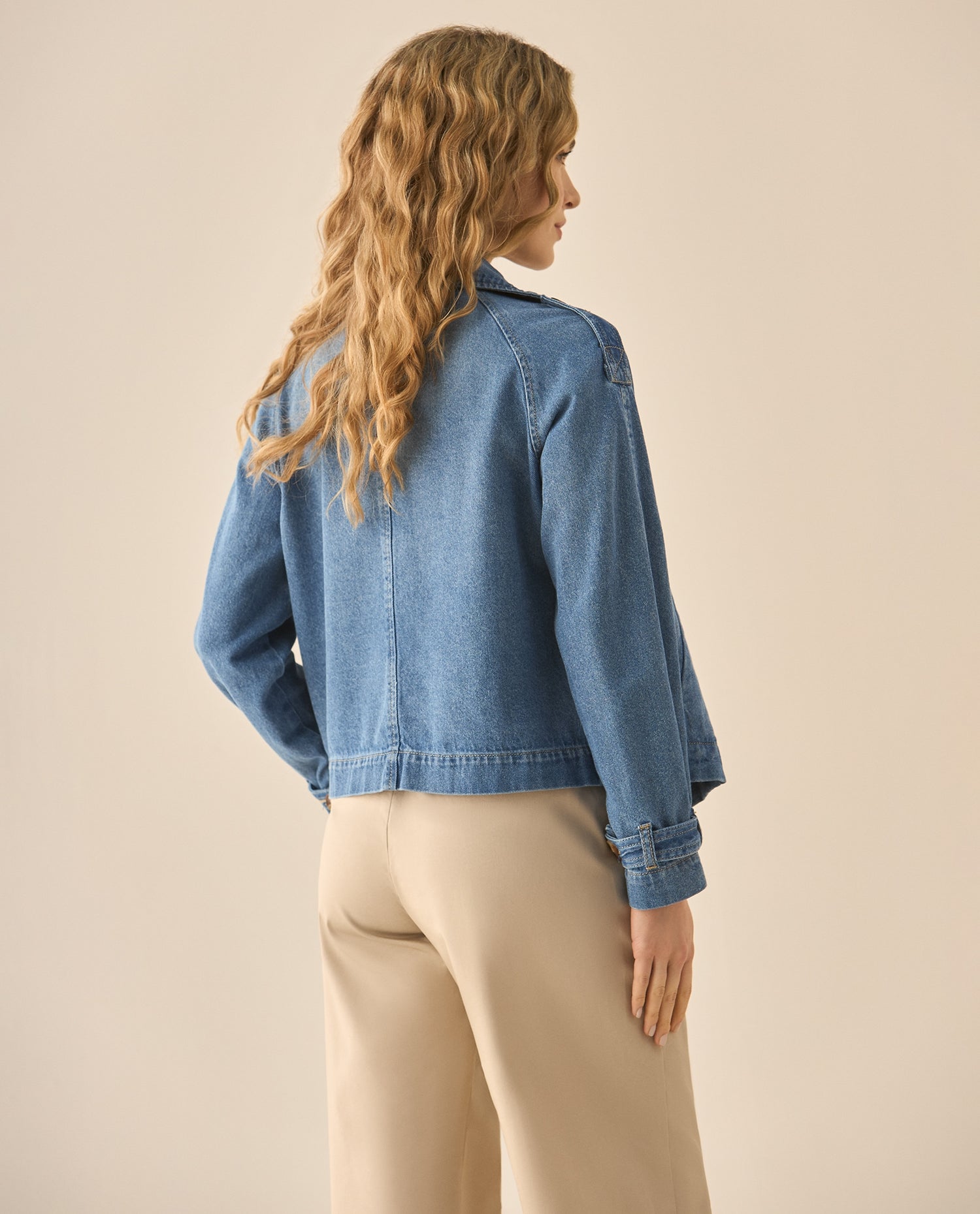 Chaqueta en denim tono medio para mujer - Azul