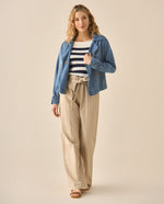 Chaqueta en denim tono medio para mujer - Azul