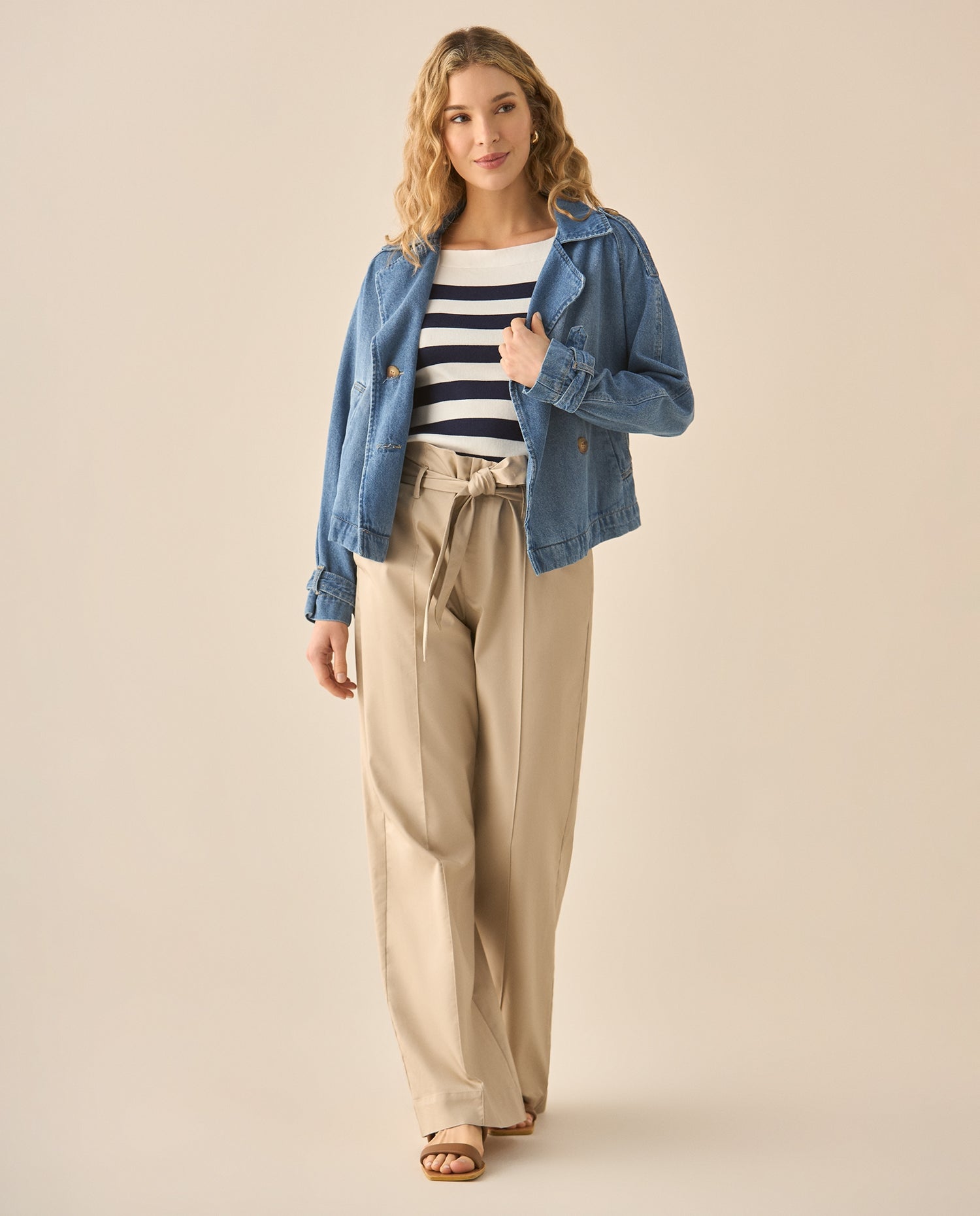 Chaqueta en denim tono medio para mujer - Azul