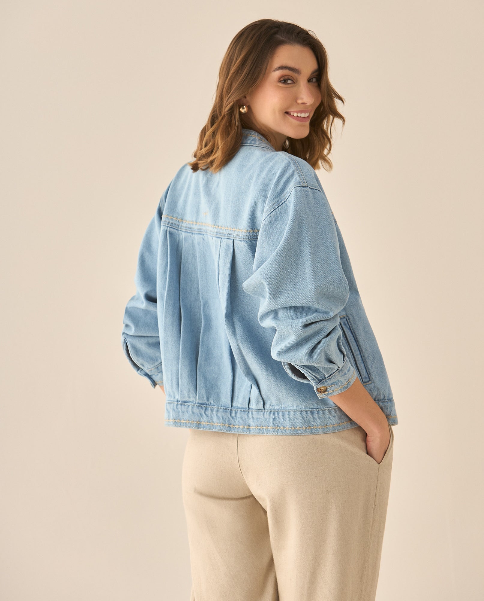 Chaqueta en denim con mini bordados para mujer  - Azul 34_623G005_AZU174027_4