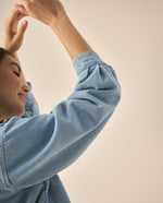 Chaqueta en denim con mini bordados para mujer  - Azul