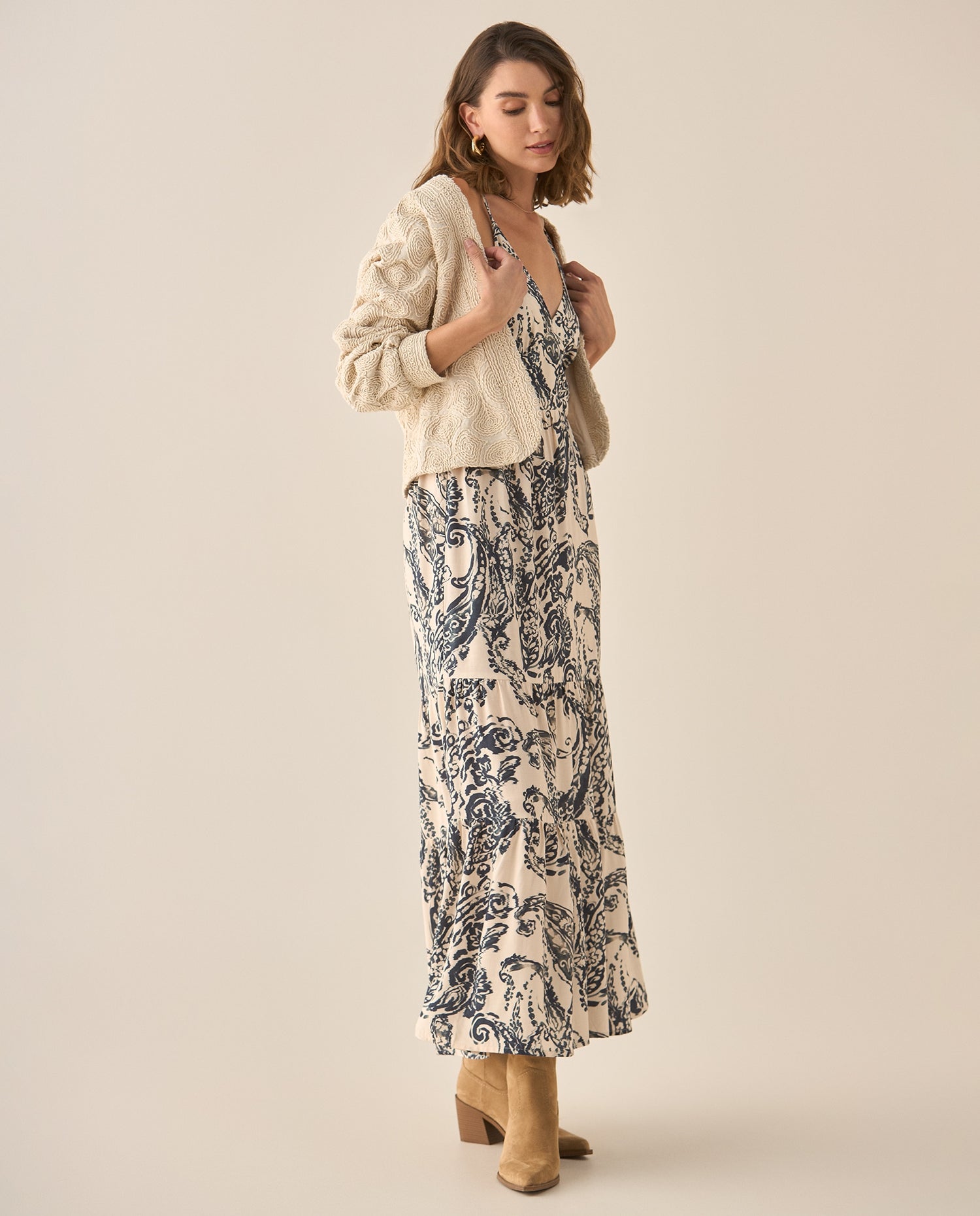Chaqueta con apliques bordados para mujer - Crudo