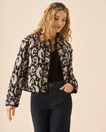 Chaqueta acolchada con perilla de botones para mujer  - Negro