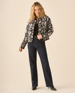 Chaqueta acolchada con perilla de botones para mujer  - Negro