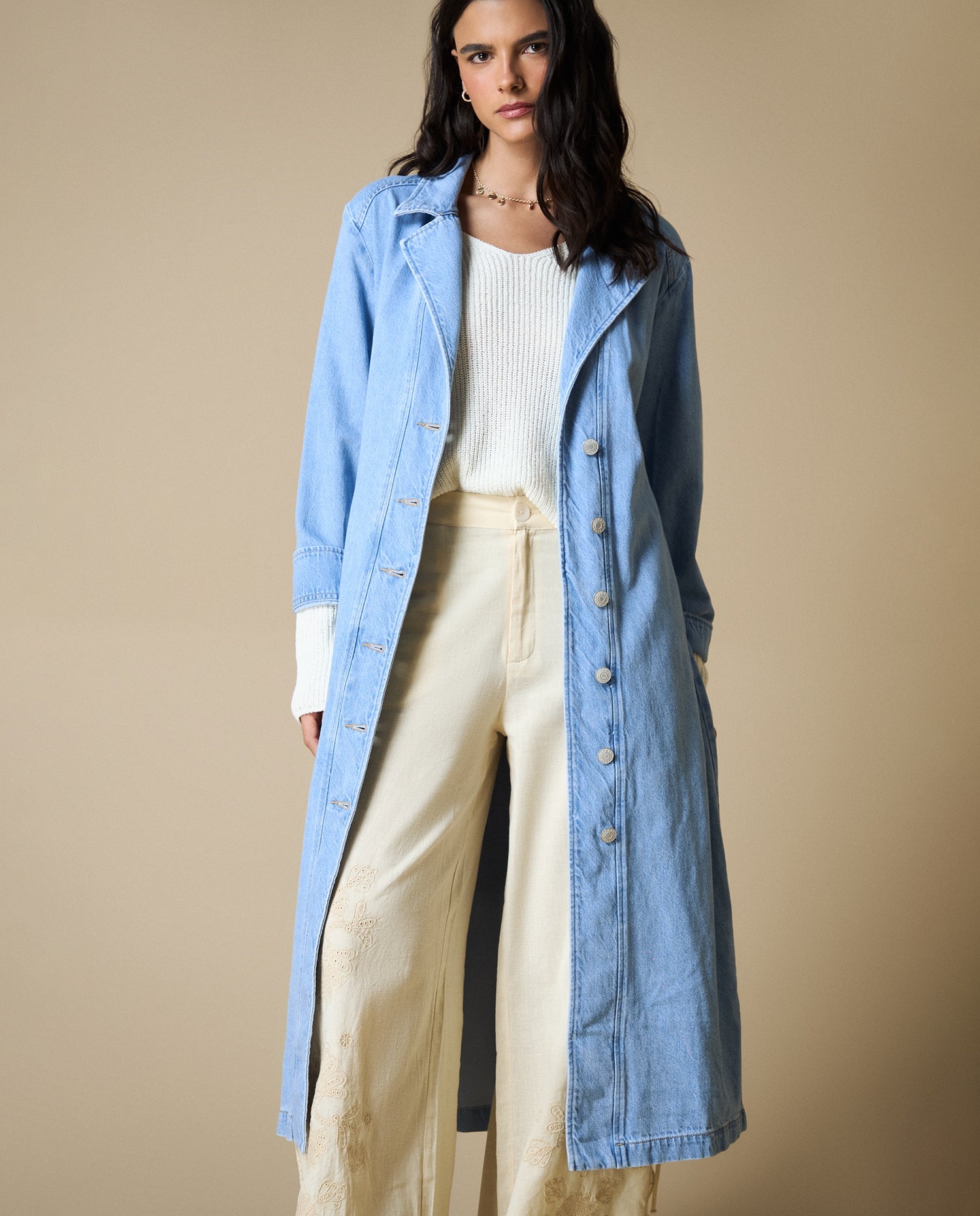 Chaqueta denim ligera mujer - Azul