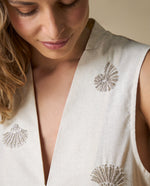 Chaleco medio algodón lino - Beige