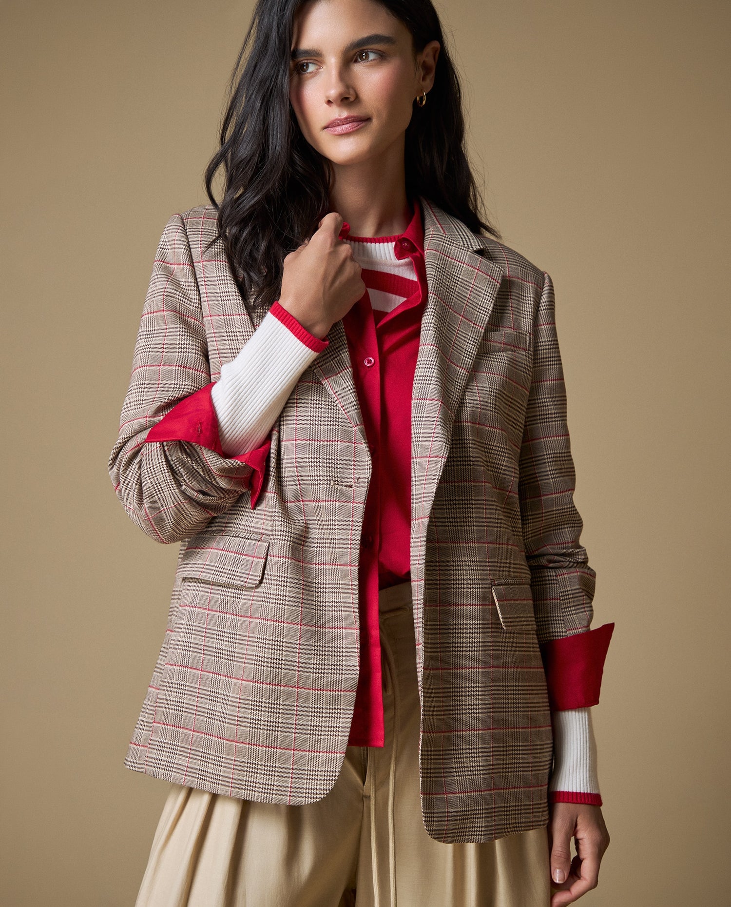Blazer a cuadros clásico - Beige