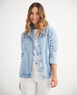 Chaqueta en denim tono medio para mujer - Azul