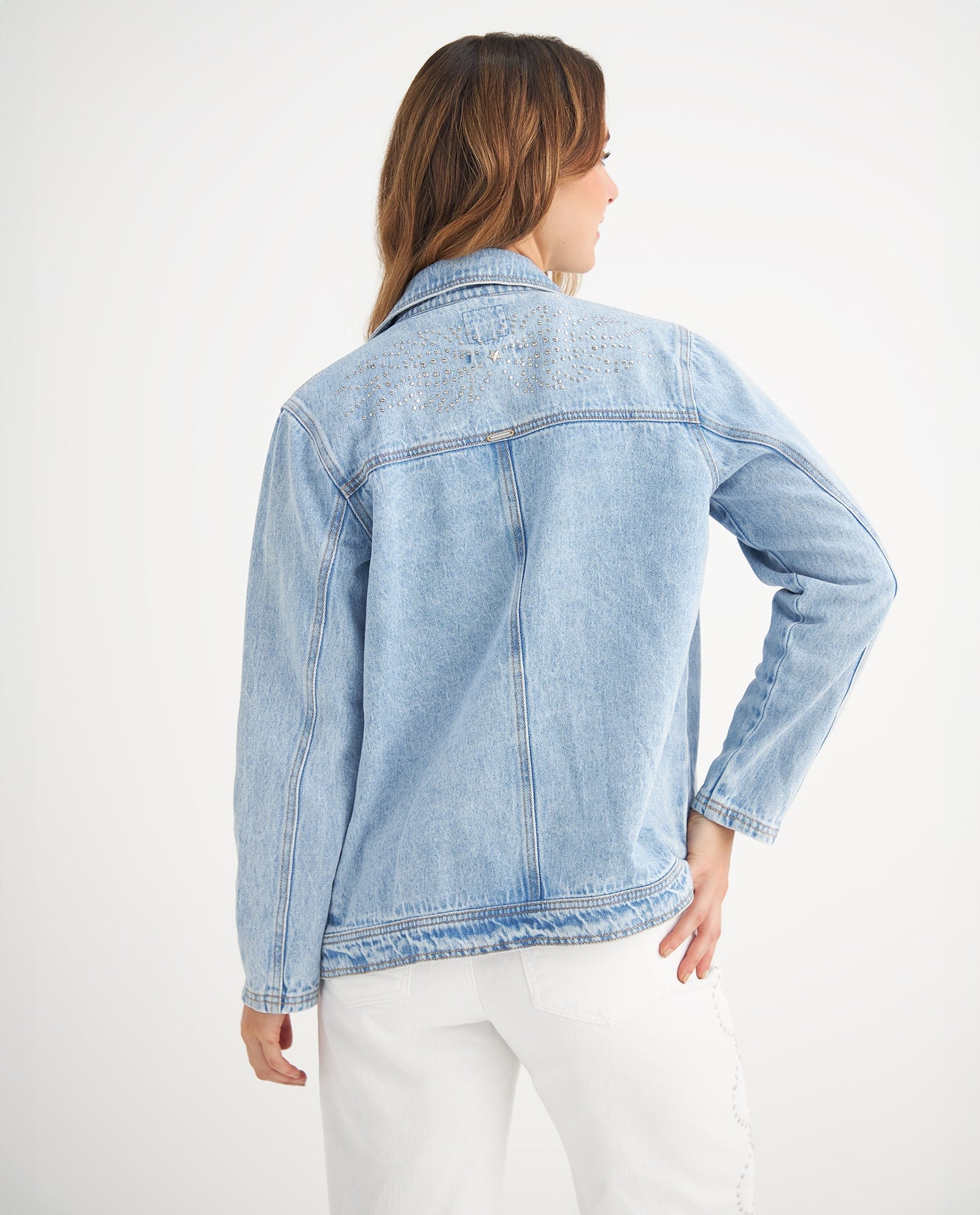 Chaqueta en denim tono medio para mujer - Azul