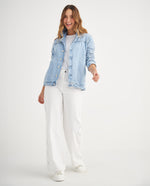Chaqueta en denim tono medio para mujer - Azul