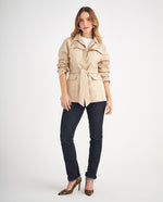 Chaqueta con cinturón ajustable para mujer - Beige