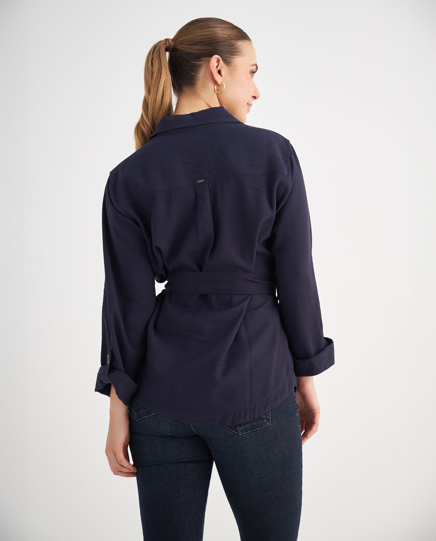 Chaqueta con cinturón para mujer - Azul