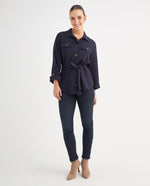 Chaqueta con cinturón para mujer - Azul