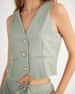 Chaleco con ajuste de botones para mujer - Verde