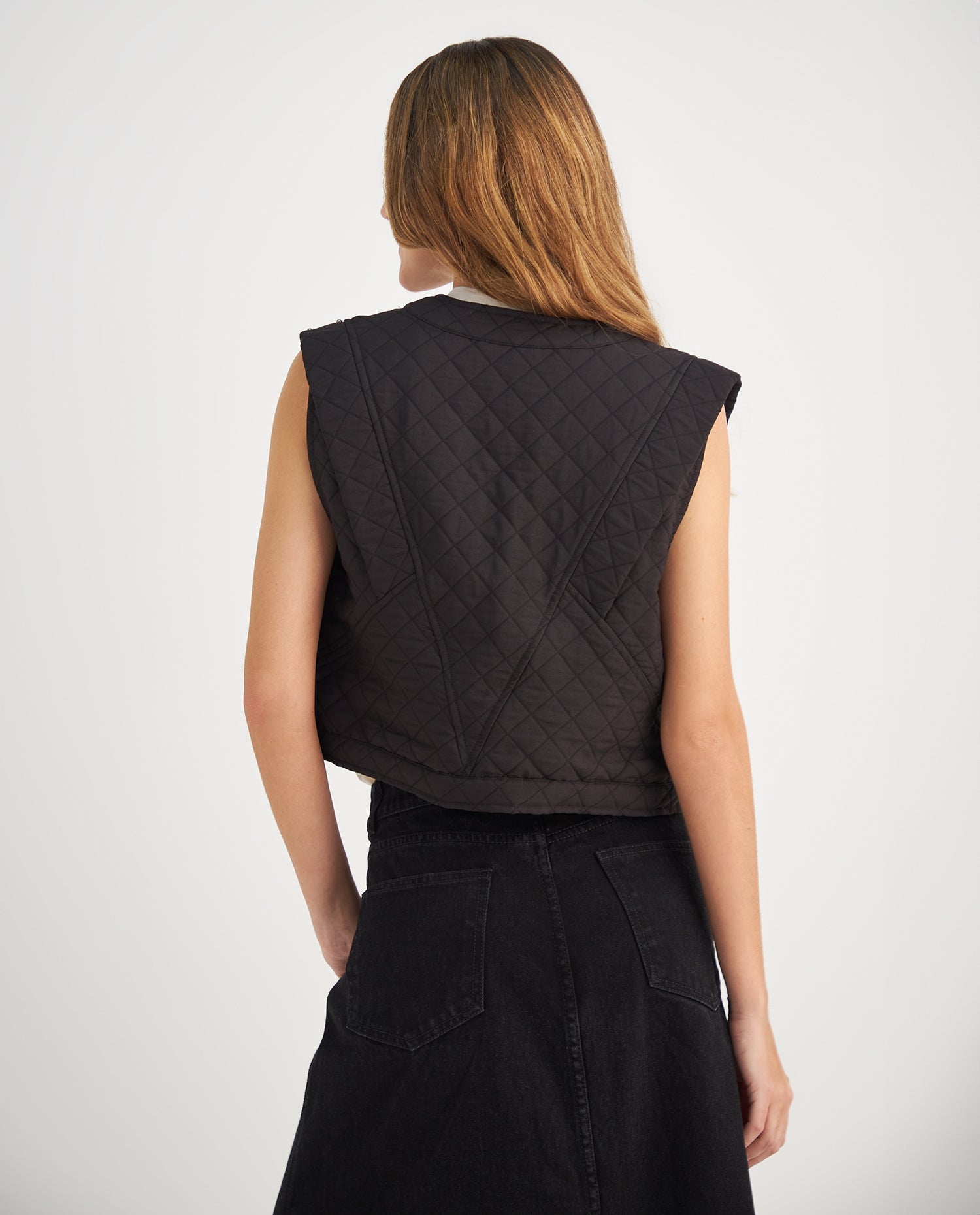 Chaleco con apliques decorativos para mujer - Negro