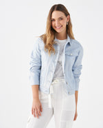 Chaqueta larga en denim para mujer - Azul