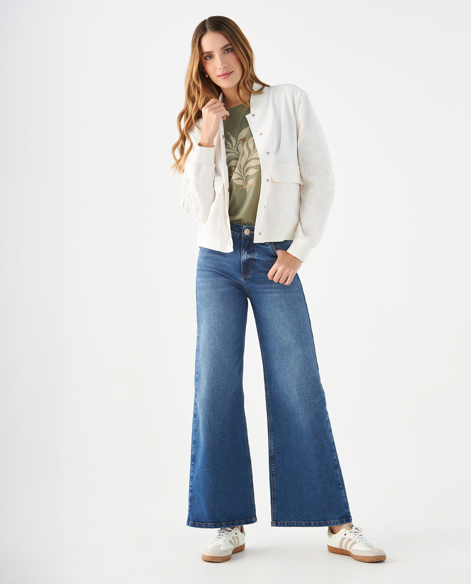 Chaqueta con bordados en manga para mujer - Crudo 34_629F023_CRU110602_6