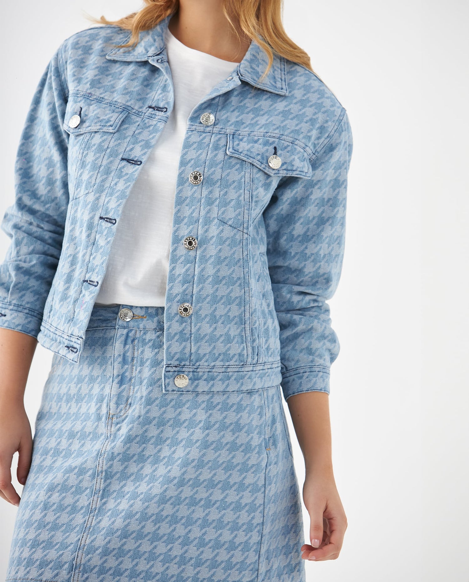 Chaqueta con diseño gallineto para mujer - Azul