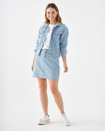 Chaqueta con diseño gallineto para mujer - Azul