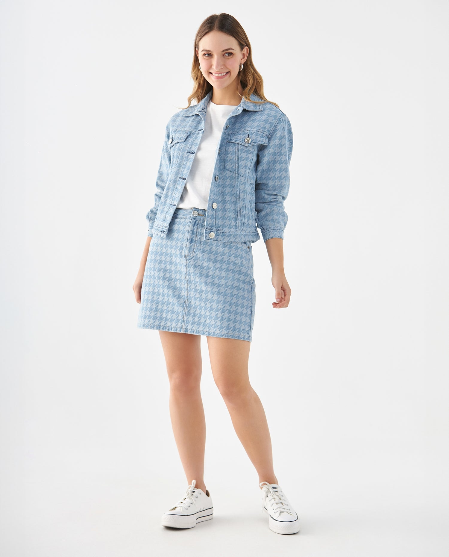 Chaqueta con diseño gallineto para mujer - Azul