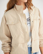 Chaqueta de cuello alto para mujer - Beige