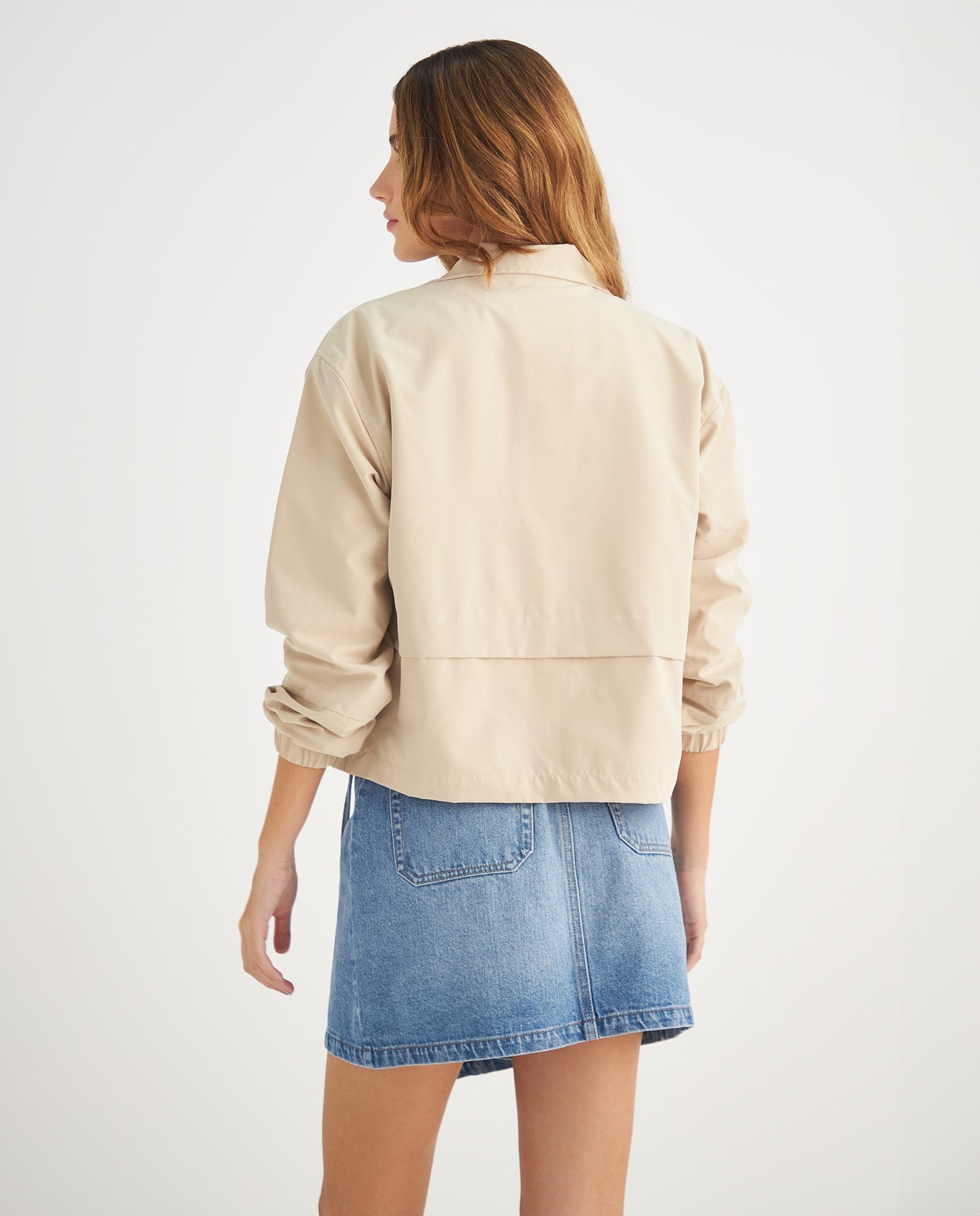 Chaqueta de cuello alto para mujer - Beige