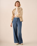 Chaqueta Beige con Puños Elásticos y Bolsillos - Beige
