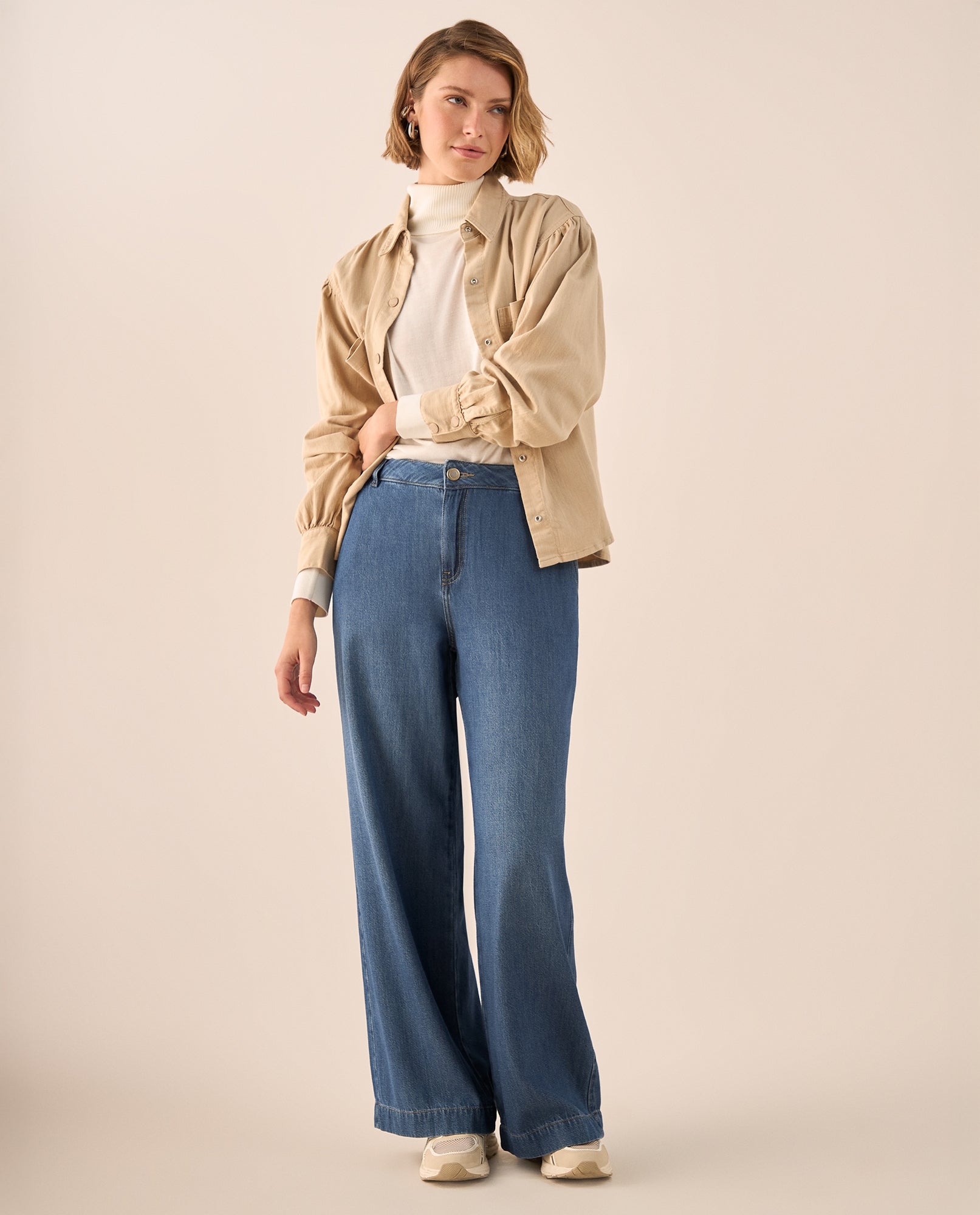 Chaqueta Beige con Puños Elásticos y Bolsillos - Beige 34_629G001_BEI151116_5