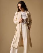 Chaqueta Larga con Cinturón Blanco Celaje - Blanco