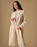 Chaqueta Larga con Cinturón Blanco Celaje - Blanco