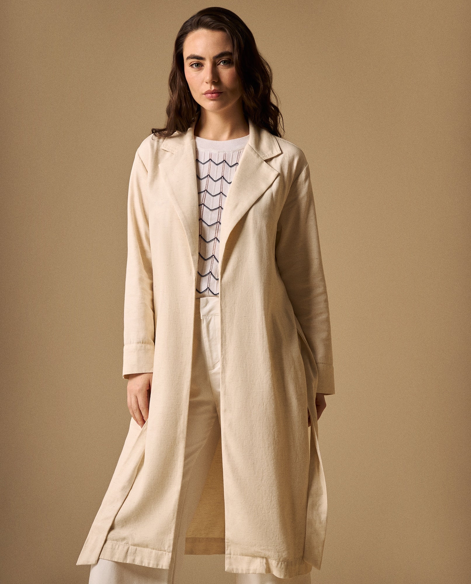 Chaqueta Larga con Cinturón Blanco Celaje - Blanco 34_629G040_BLA114202_4