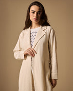 Chaqueta Larga con Cinturón Blanco Celaje - Blanco
