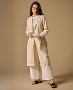 Chaqueta Larga con Cinturón Blanco Celaje - Blanco