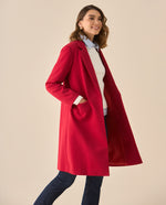 Abrigo tipo trench con bolsillos para mujer  - Rojo