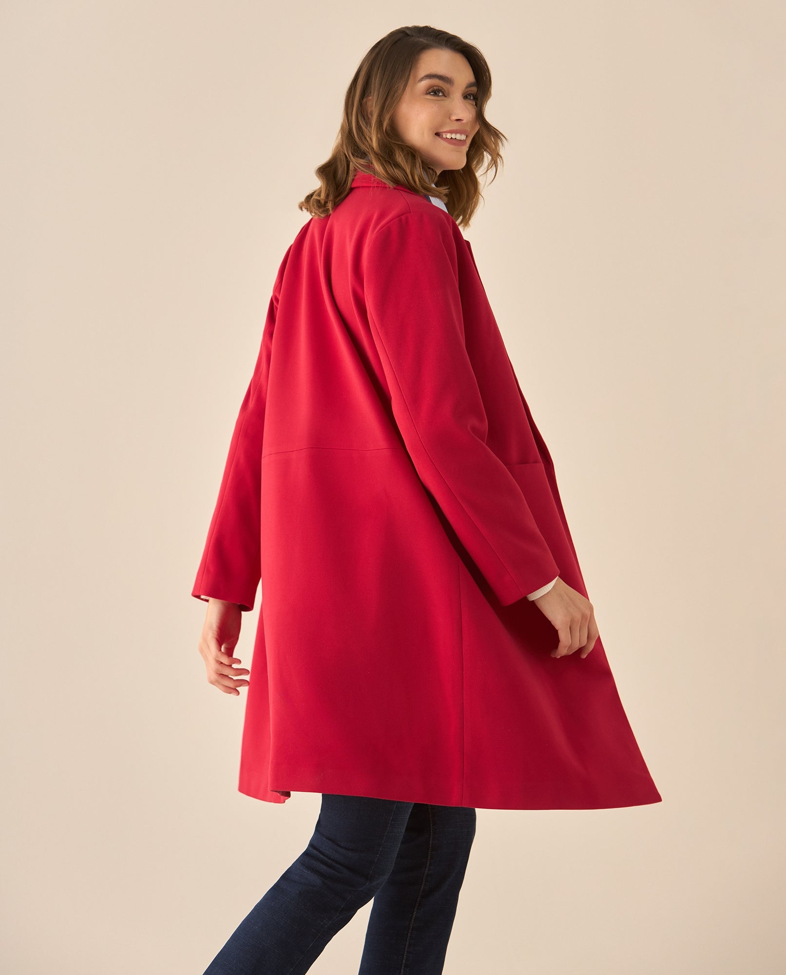 Abrigo tipo trench con bolsillos para mujer  - Rojo 34_629G201_ROJ181444_6