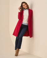 Abrigo tipo trench con bolsillos para mujer  - Rojo