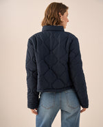 Chaqueta Acolchada Azul con Patrón Diamante - Azul