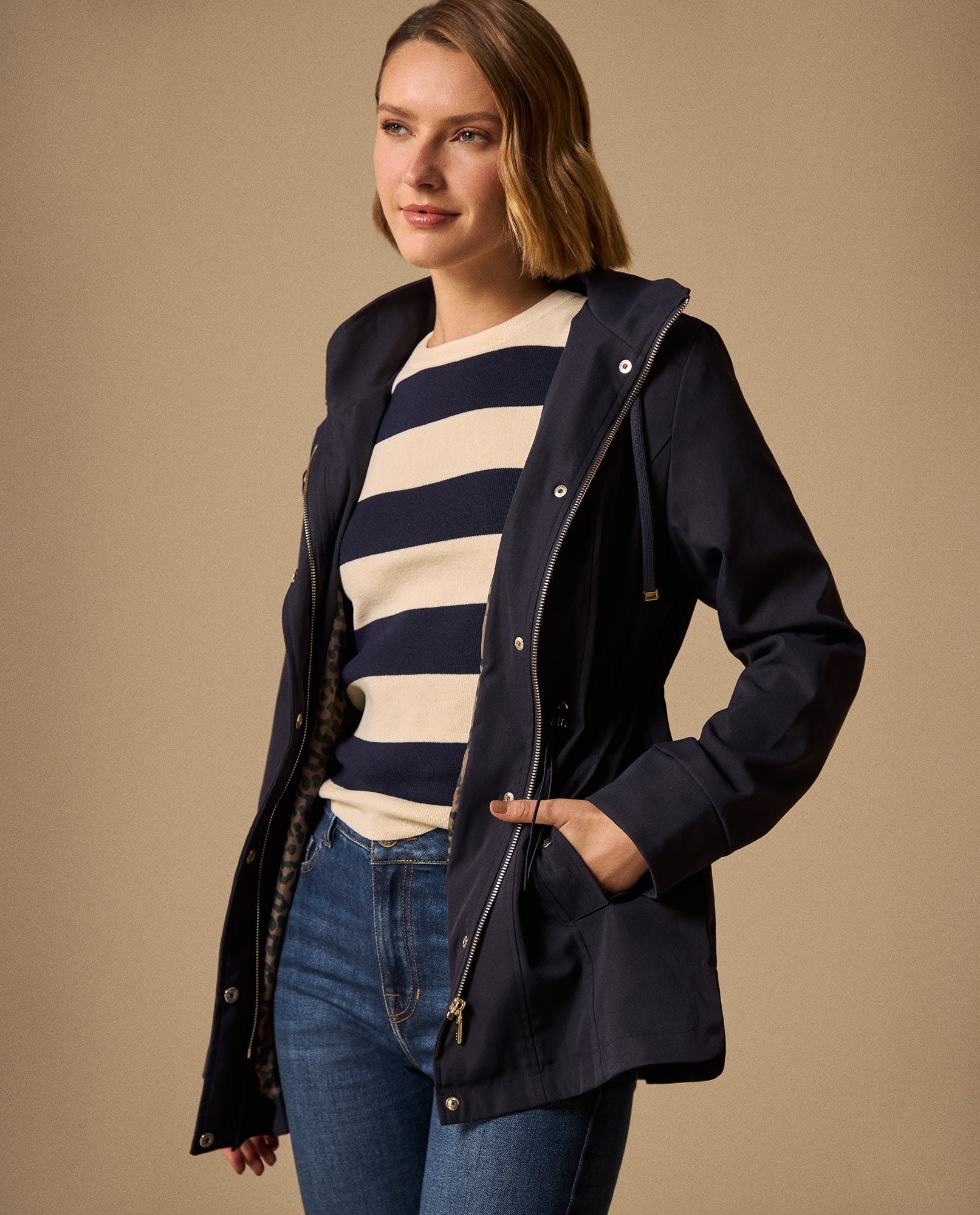 Chaqueta con Capucha y Forro Animal Print - Azul 34_629G227_AZU194052_0