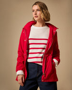 Chaqueta con Capucha y Forro Animal Print - Rojo