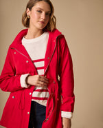 Chaqueta con Capucha y Forro Animal Print - Rojo