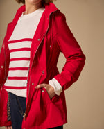 Chaqueta con Capucha y Forro Animal Print - Rojo