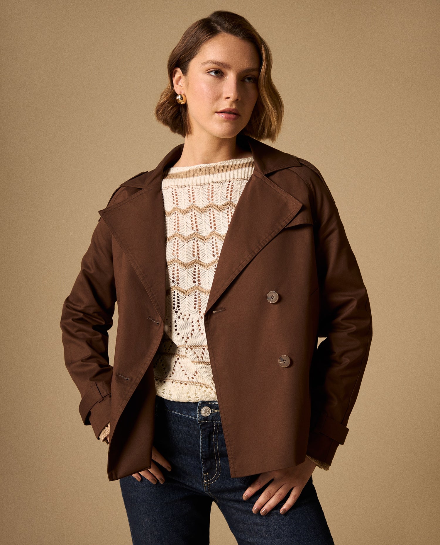 Chaqueta Café Mocca Doble Botonadura - Café