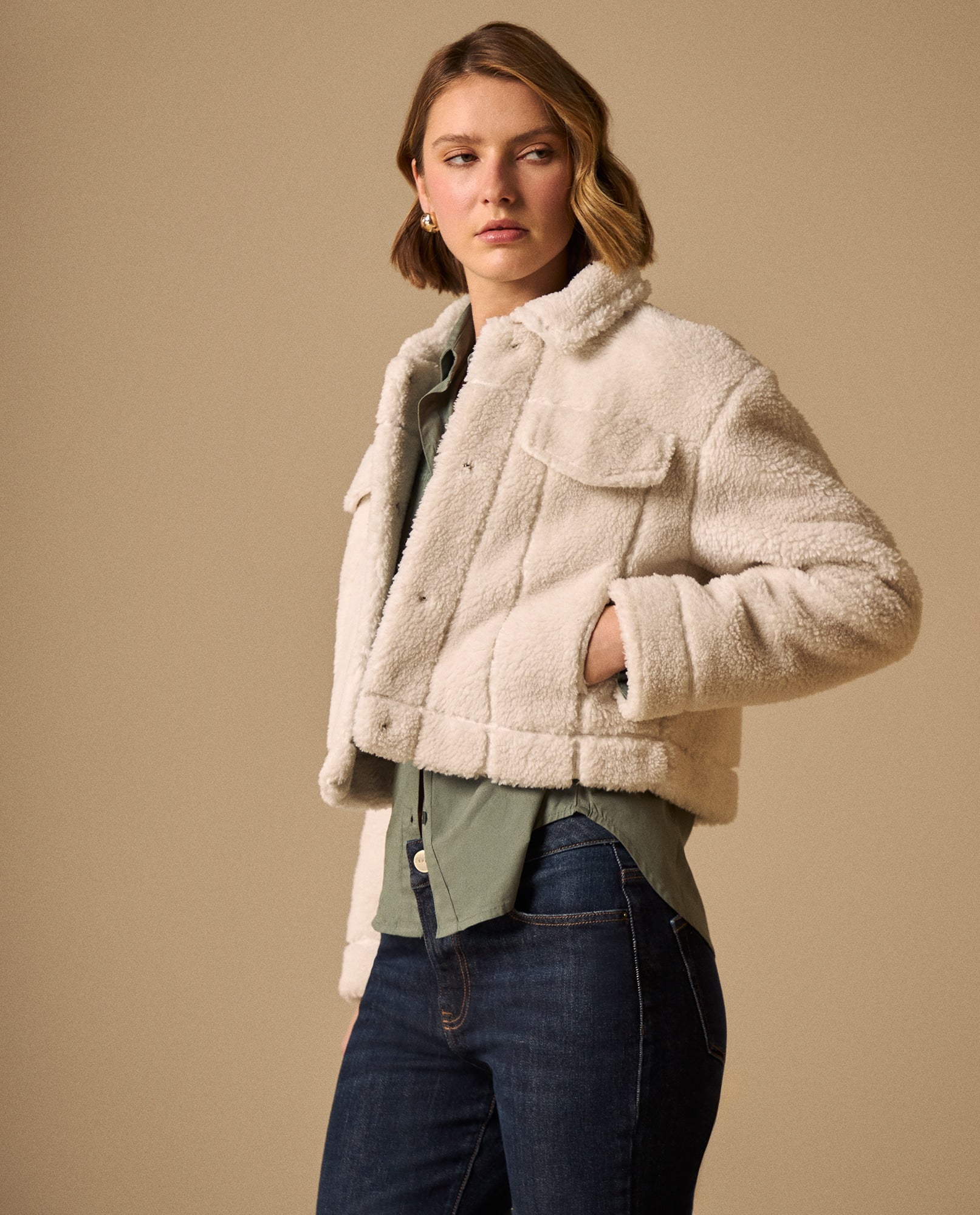 Chaqueta Sherpa Crudo con Textura Premium - Crudo 34_629G244_CRU140615_4