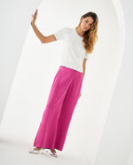 Pantalón amplio con bolsillos para mujer - Rosa