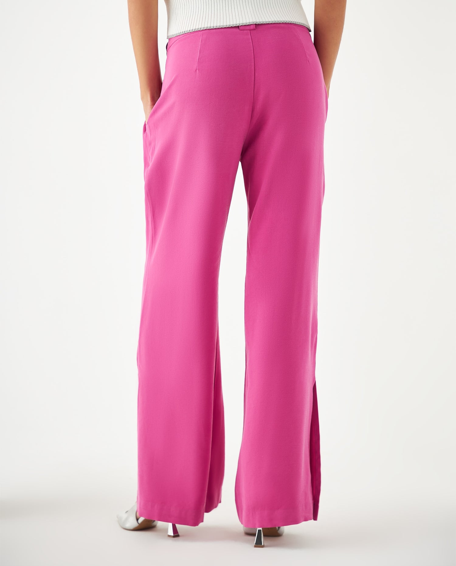 Pantalón amplio con bolsillos para mujer - Rosa